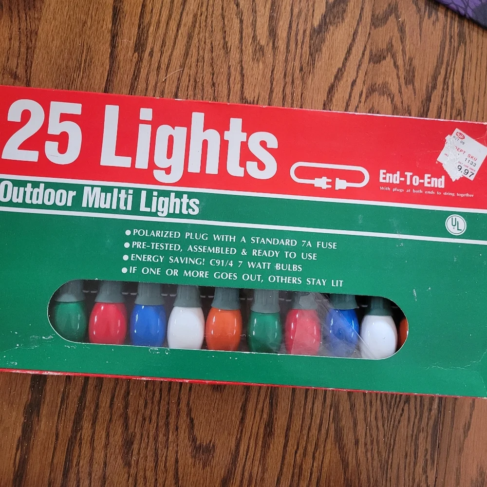 Vintage Outdoor Multi Big Bulb Lights - Great Retro Look ~ NOS in Original Box